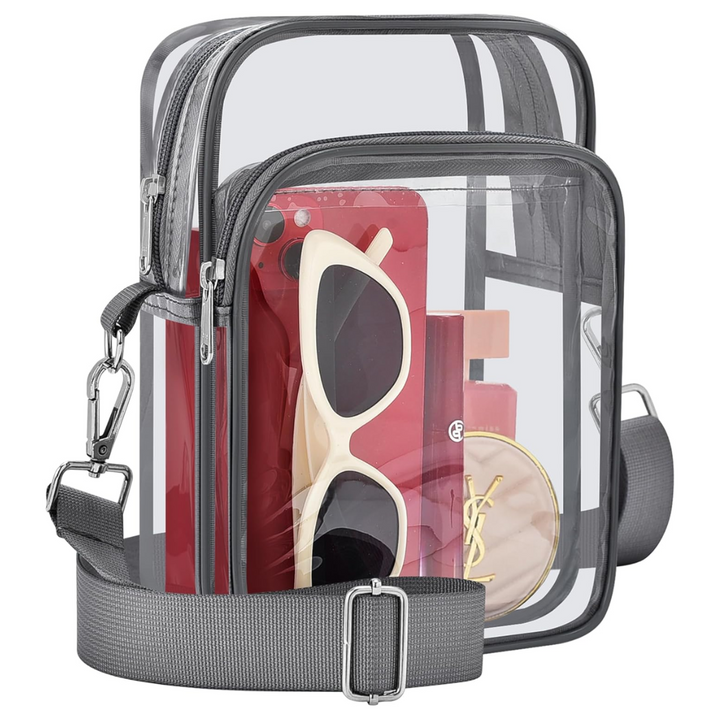 Small Transparent Handbag with Removable Strap - MiniVue-Gray-Nora Luxe