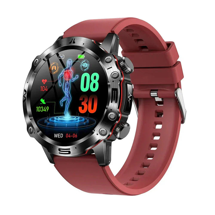 Smart Health Tracker with Glucose and ECG Measurement - HealthPro-Red-Nora Luxe