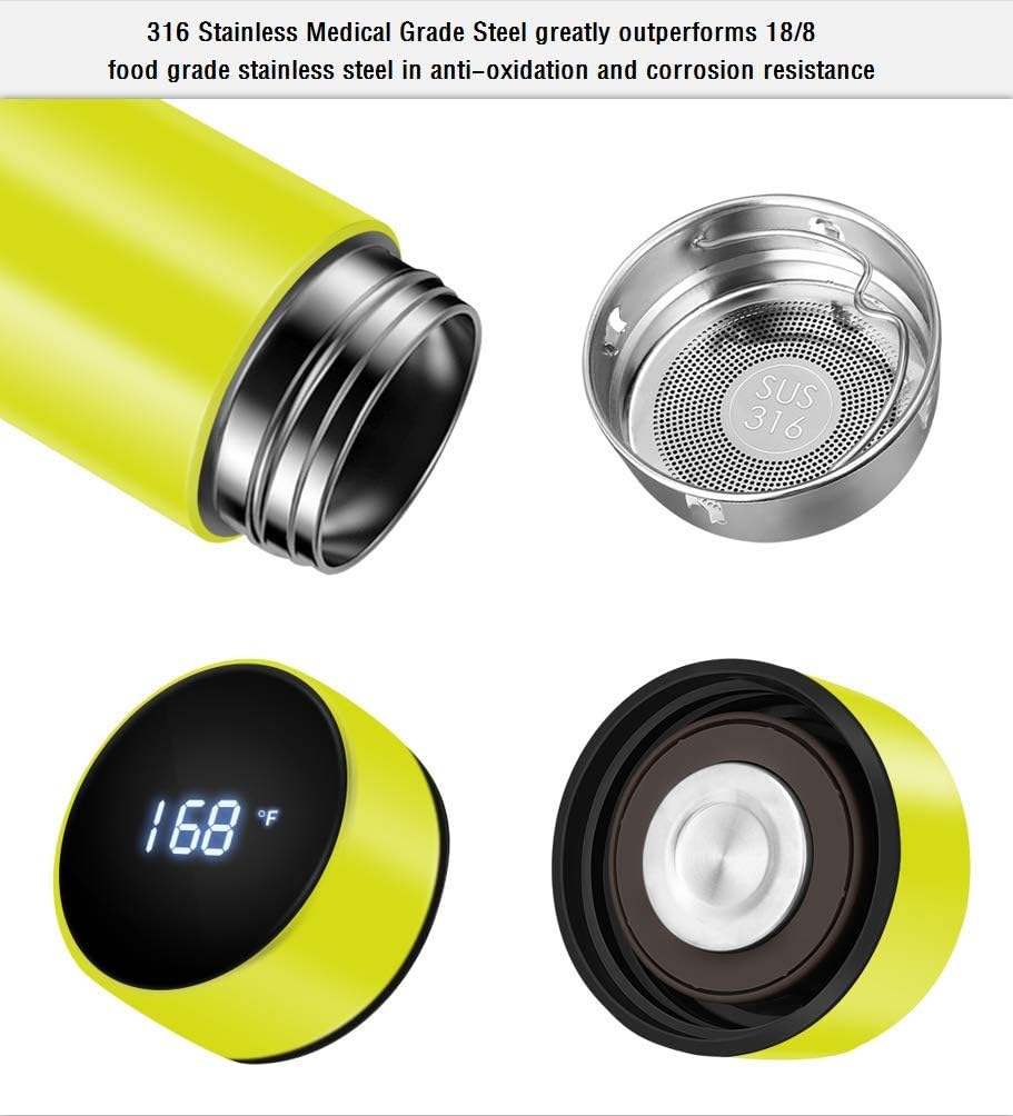 Smart Insulated Bottle with LED Temperature Display-Black-Nora Luxe