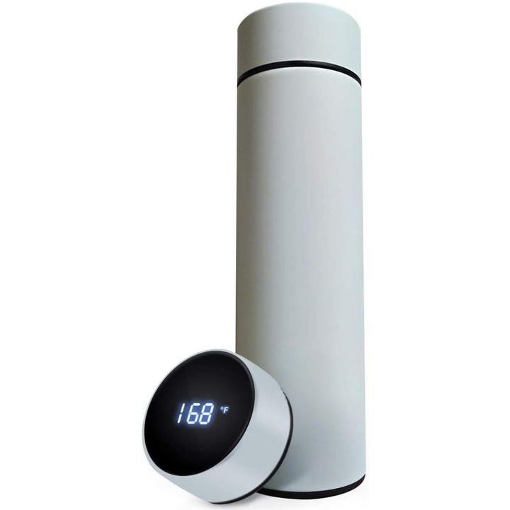 Smart Insulated Bottle with LED Temperature Display-White-Nora Luxe
