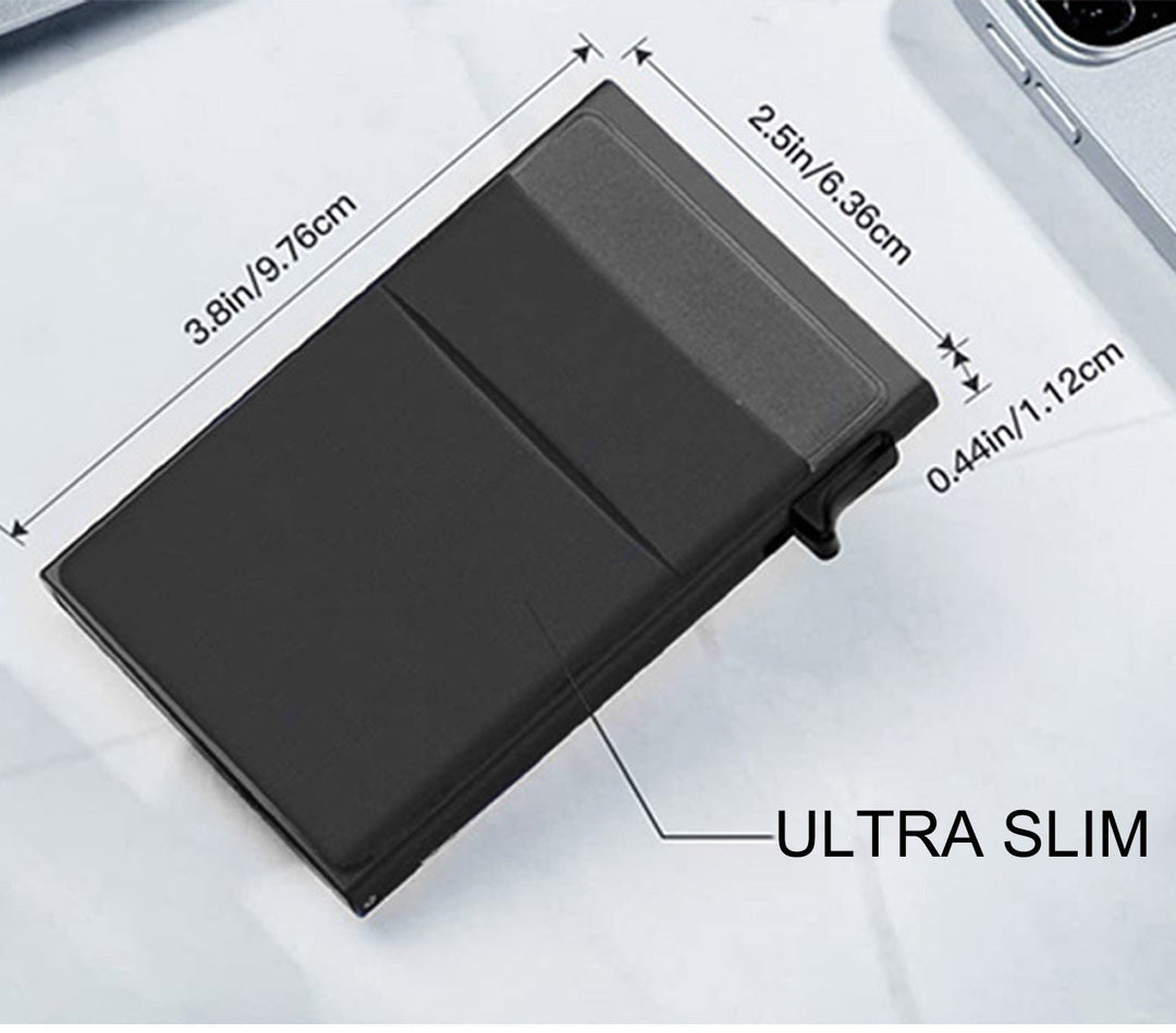 SMART RFID CREDIT CARD HOLDER - THIN MINI METAL WALLET FOR MEN-Black-Nora Luxe