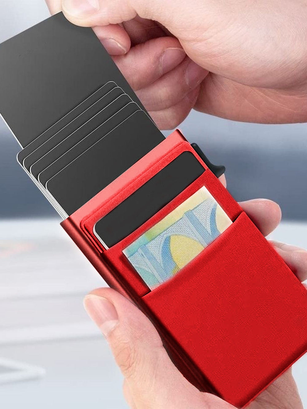 SMART RFID CREDIT CARD HOLDER - THIN MINI METAL WALLET FOR MEN-Black-Nora Luxe