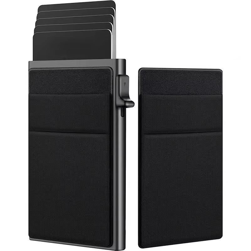 SMART RFID CREDIT CARD HOLDER - THIN MINI METAL WALLET FOR MEN-Black-Nora Luxe