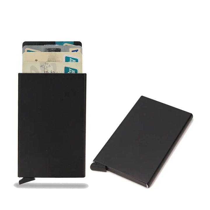 SMART RFID CREDIT CARD HOLDER - THIN MINI METAL WALLET FOR MEN-Style2 Black-Nora Luxe