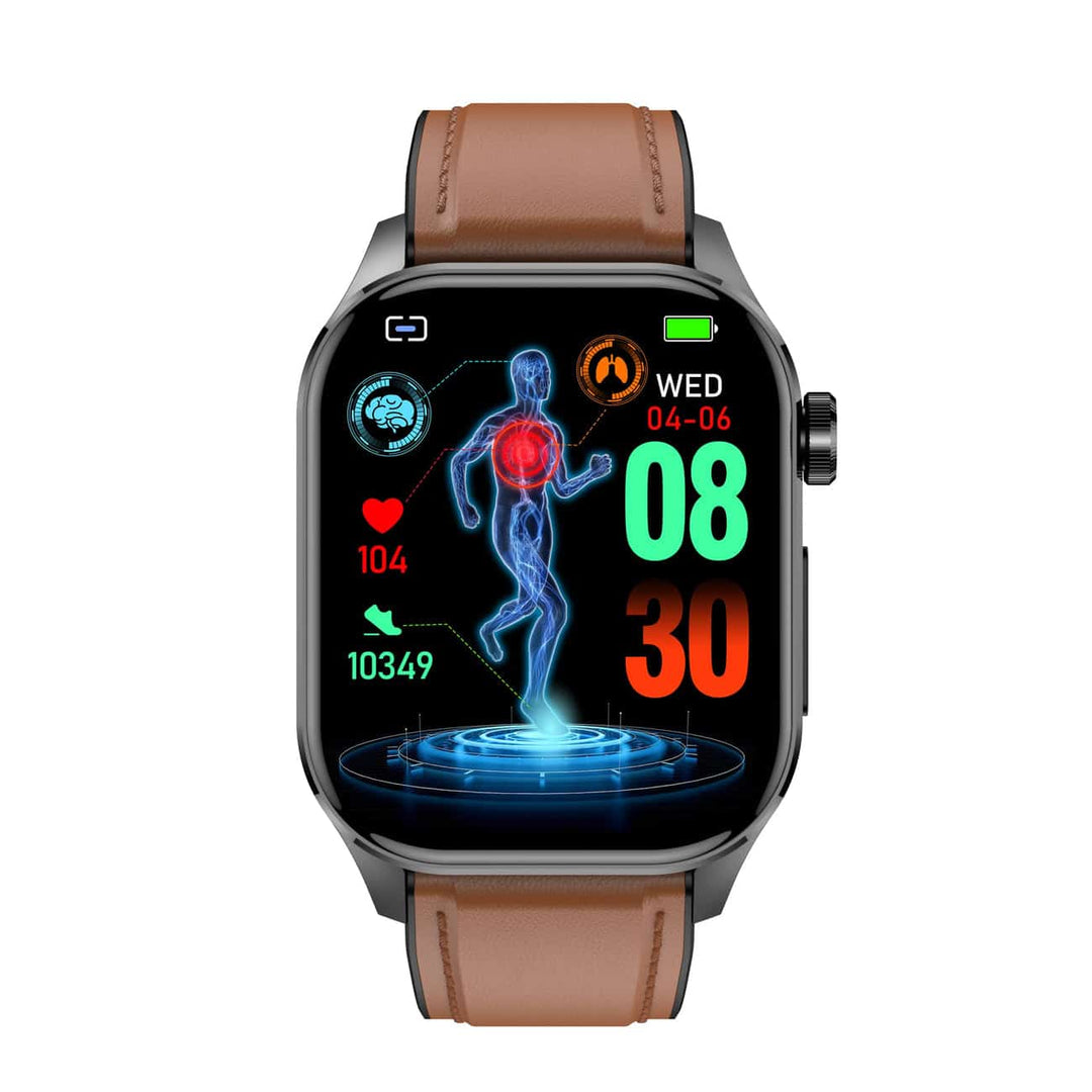 Smartwatch with ECG, Blood Sugar and Blood Pressure Monitoring - HealthSync-Blue-Nora Luxe