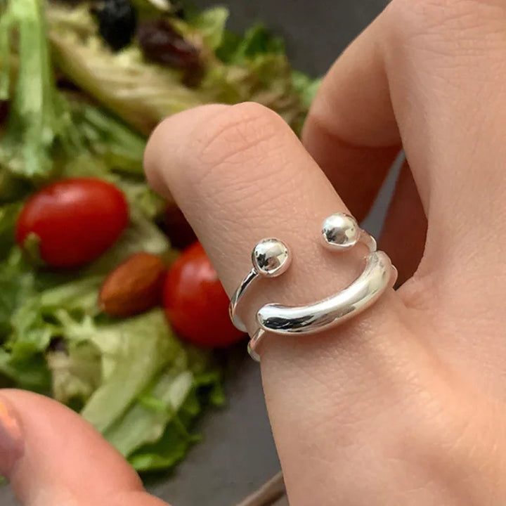 Smiley Adjustable Ring - Mila-Silver-Nora Luxe