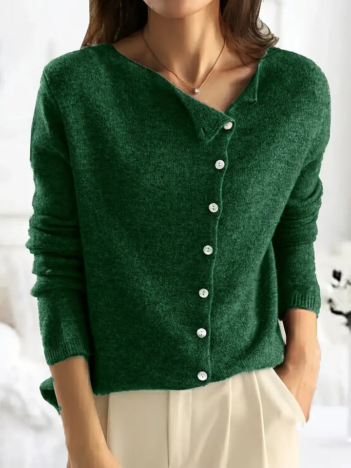 Smooth Asymmetrical Vest with Button Closure - Sienna-Dark Green-S-Nora Luxe