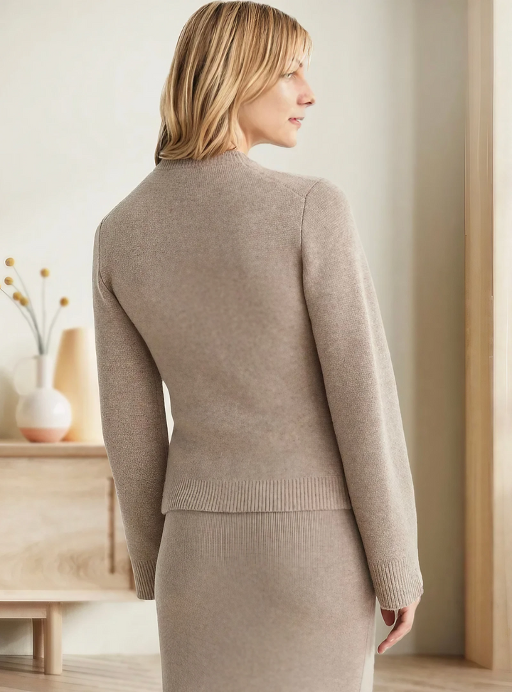 Soft Button-Up Sweater - Eveline-Beige-XS-Nora Luxe