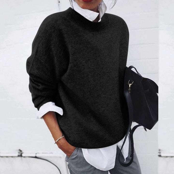 Soft Cashmere Women's Sweater - Elise-Black-XS-Nora Luxe