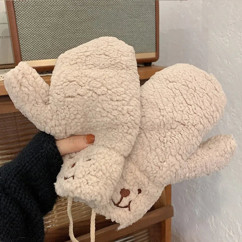 Soft Ladies Teddy Mittens - Mila-Beige B-Nora Luxe