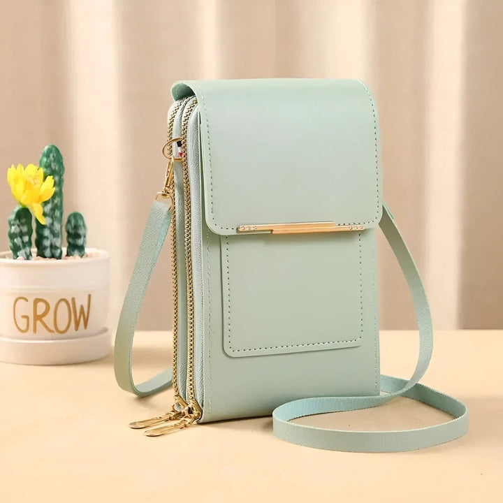 Soft Leather Shoulder Bag with Anti-Theft Protection - SafeTouch-Green-Nora Luxe