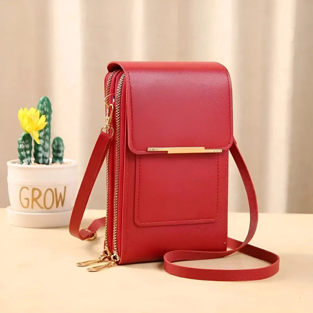 Soft Leather Shoulder Bag with Anti-Theft Protection - SafeTouch-Red-Nora Luxe