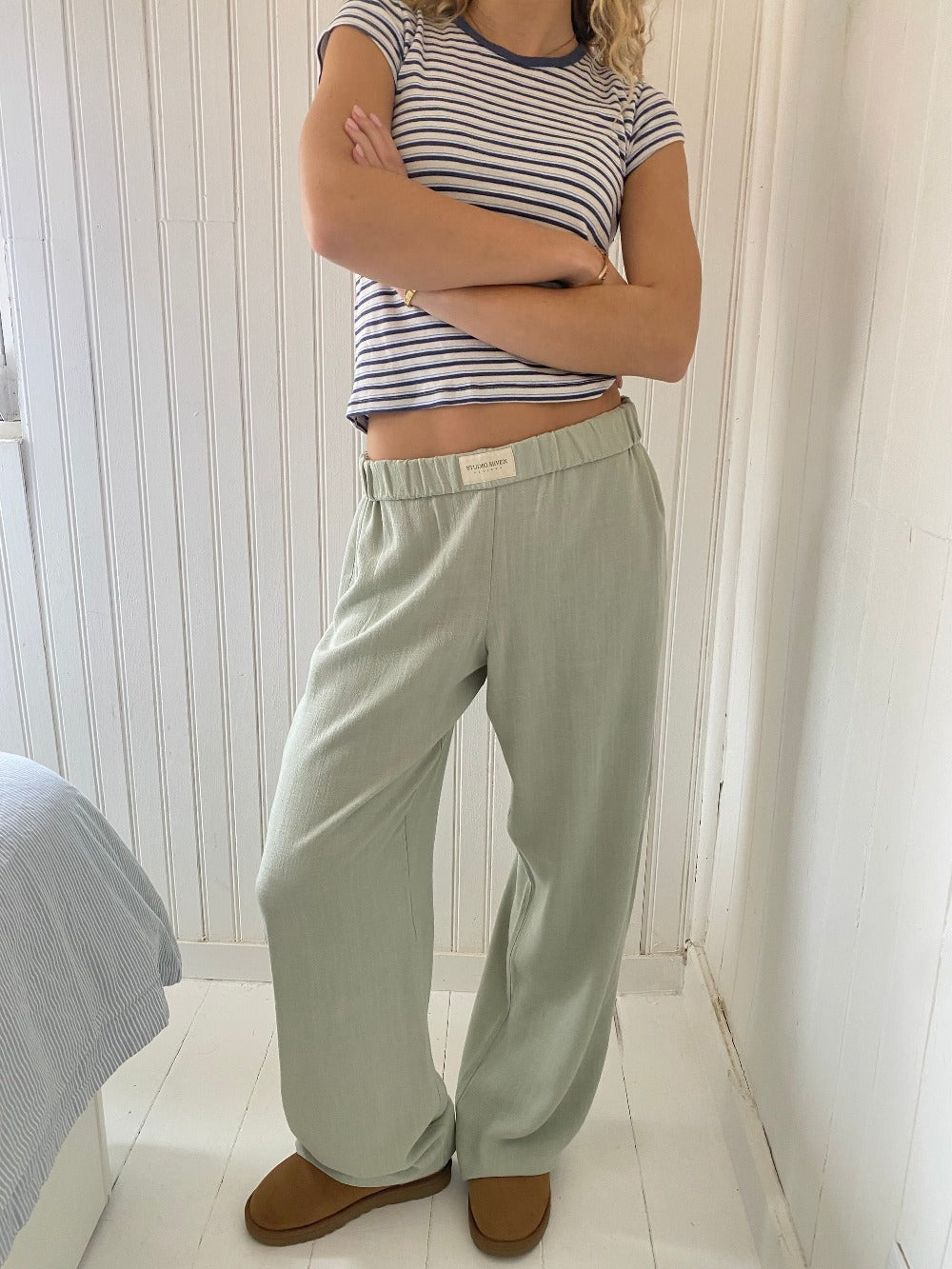 Soft Organic Cotton Lounge Trousers – Sienna-Green-XS-Nora Luxe