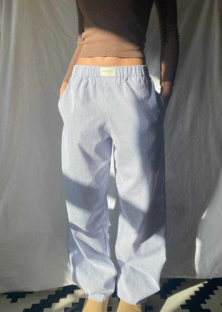 Soft Organic Cotton Lounge Trousers – Sienna-Light blue-XS-Nora Luxe