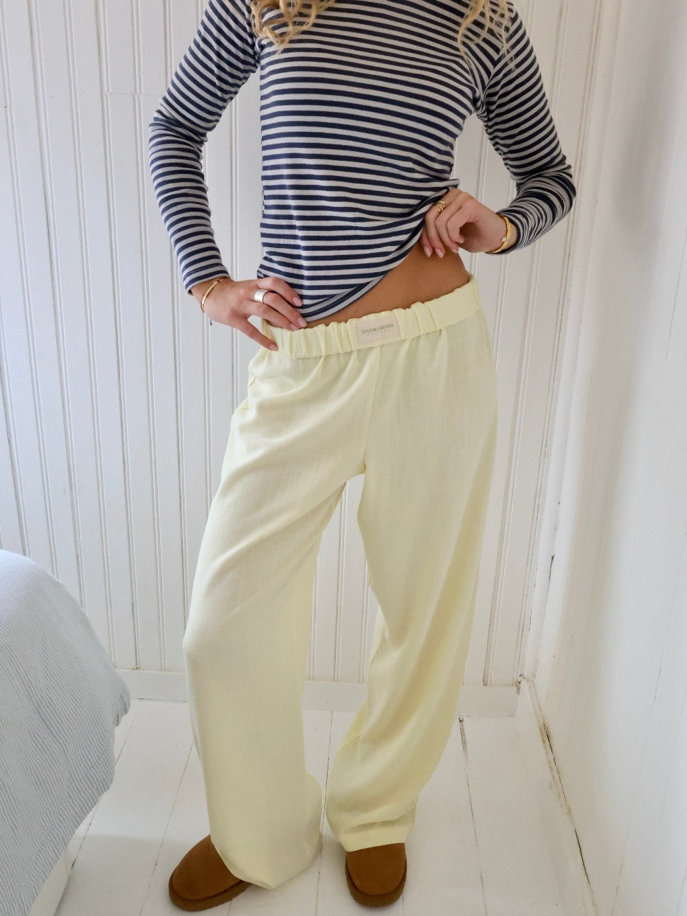 Soft Organic Cotton Lounge Trousers – Sienna-Yellow-XS-Nora Luxe