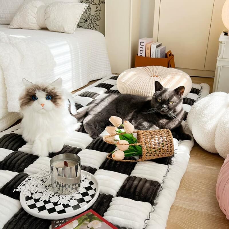 Soft Pet Blanket - CozyCover-Black/White-27.56 inches x 59.06 inches-Nora Luxe