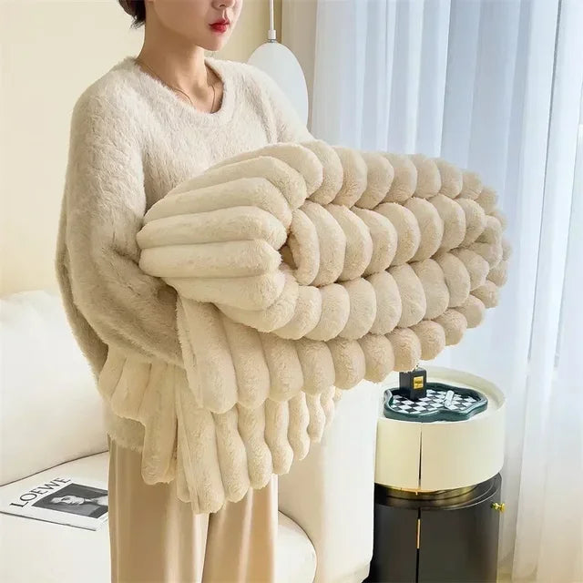 Soft Plush Maxi Blanket - LuxuraWrap-Cream-47.2 × 78.7 in-Nora Luxe