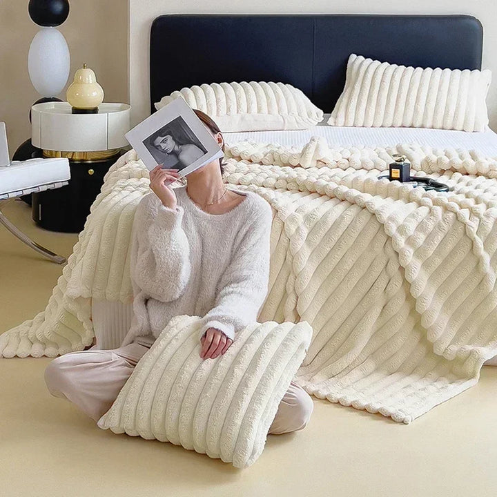 Soft Plush Maxi Blanket - LuxuraWrap-Cream-47.2 × 78.7 in-Nora Luxe