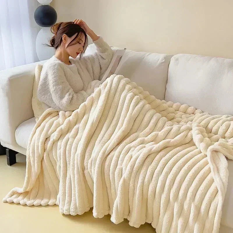 Soft Plush Maxi Blanket - LuxuraWrap-Cream-47.2 × 78.7 in-Nora Luxe