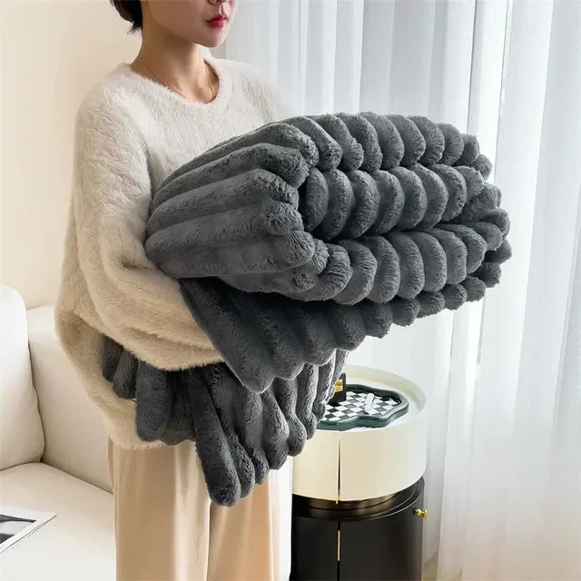 Soft Plush Maxi Blanket - LuxuraWrap-Dark Gray-47.2 × 78.7 in-Nora Luxe