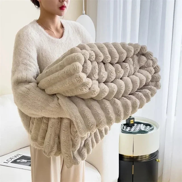 Soft Plush Maxi Blanket - LuxuraWrap-Light Gray-47.2 × 78.7 in-Nora Luxe