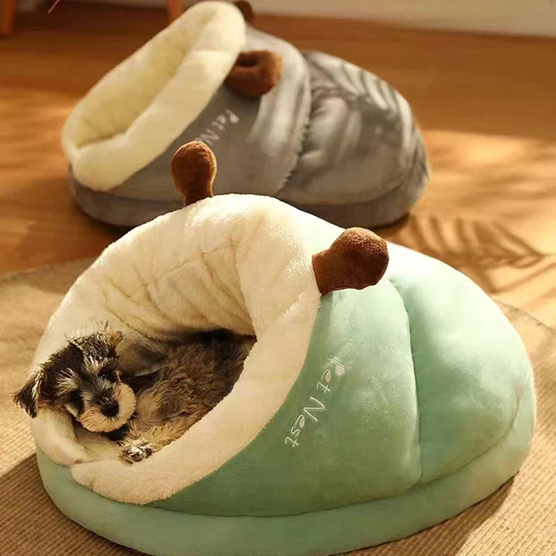 Soft Snuggle Bed for Cats and Dogs - SnugglePaw-Green-S-Nora Luxe