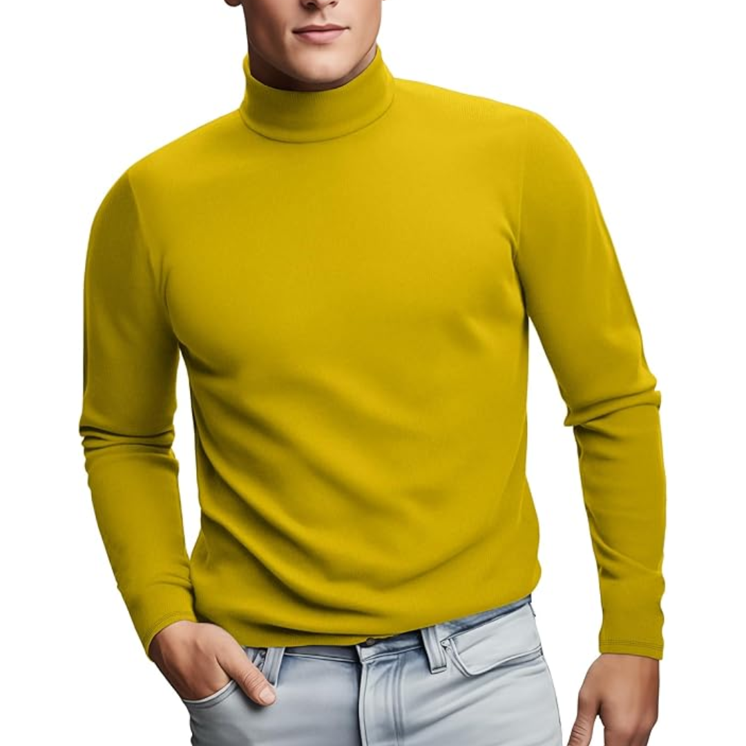 Soft Thermal Men's Roll Neck Baselayer - Lucas-Yellow-S-Nora Luxe