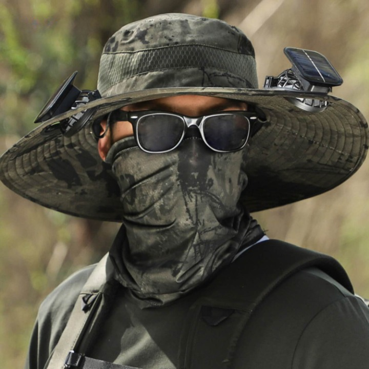 Solar energy hat with fan and UV protection - SolarCool™ VentiHat-Black-The Livary
