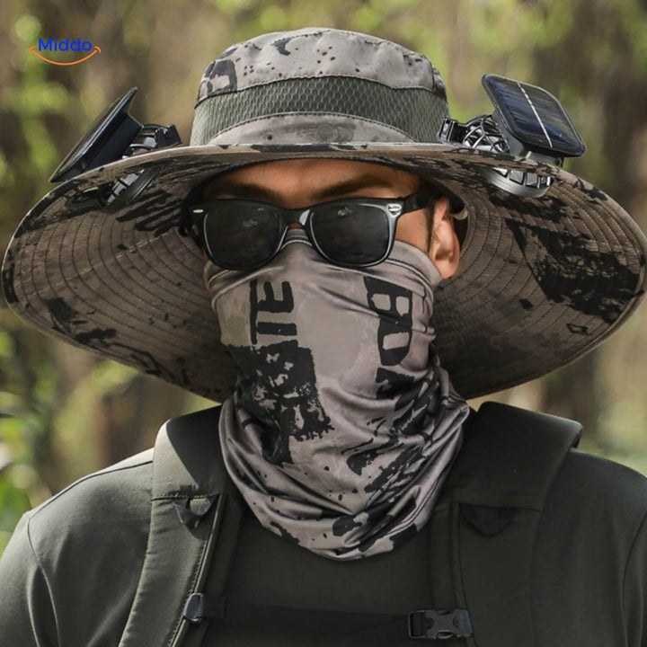 Solar energy hat with fan and UV protection - SolarCool™ VentiHat-Black-The Livary
