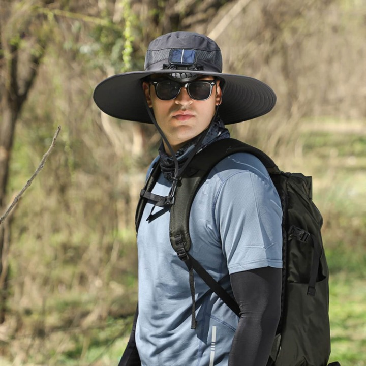 Solar energy hat with fan and UV protection - SolarCool™ VentiHat-Black-The Livary