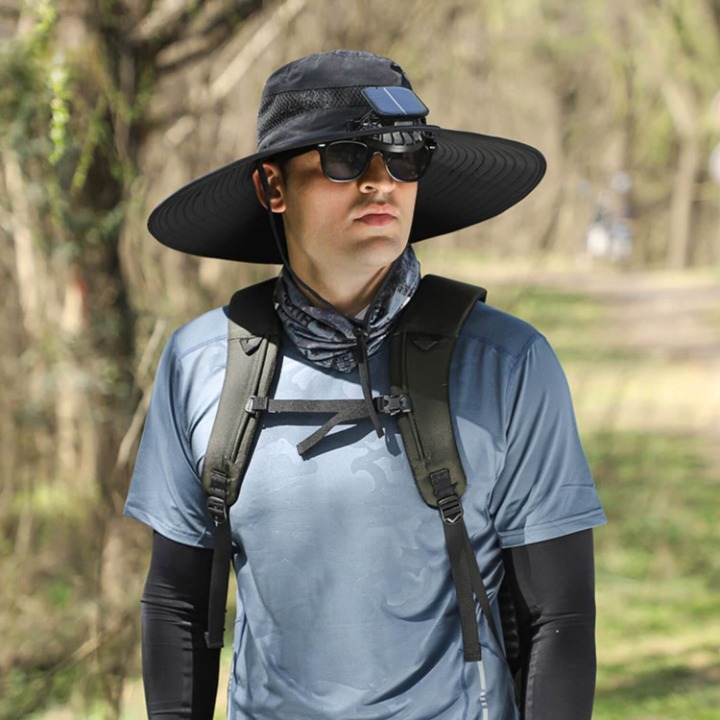 Solar energy hat with fan and UV protection - SolarCool™ VentiHat-Black-The Livary