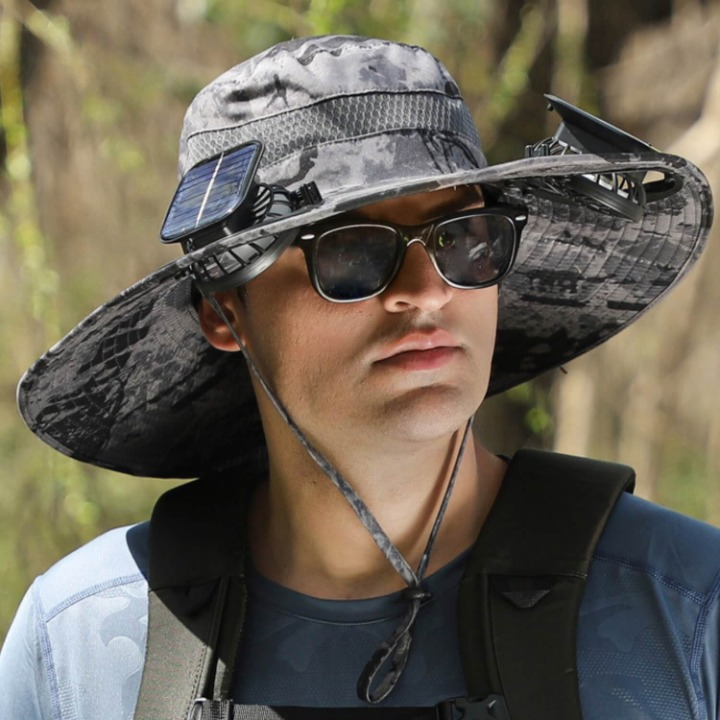Solar energy hat with fan and UV protection - SolarCool™ VentiHat-Dark grey ink-The Livary