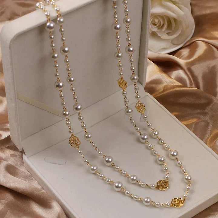 Sophisticated Long Pearl Necklace-Nora Luxe