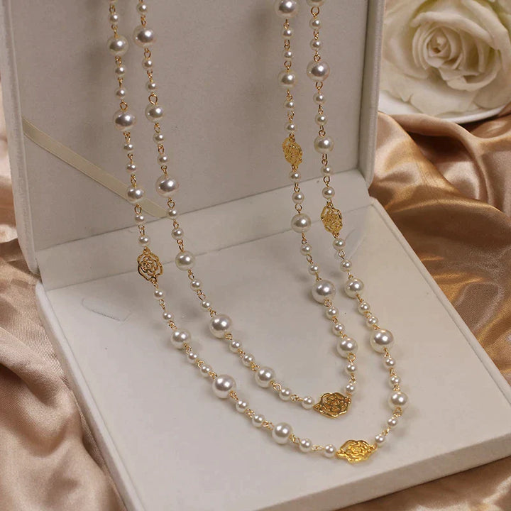 Sophisticated Long Pearl Necklace-Nora Luxe