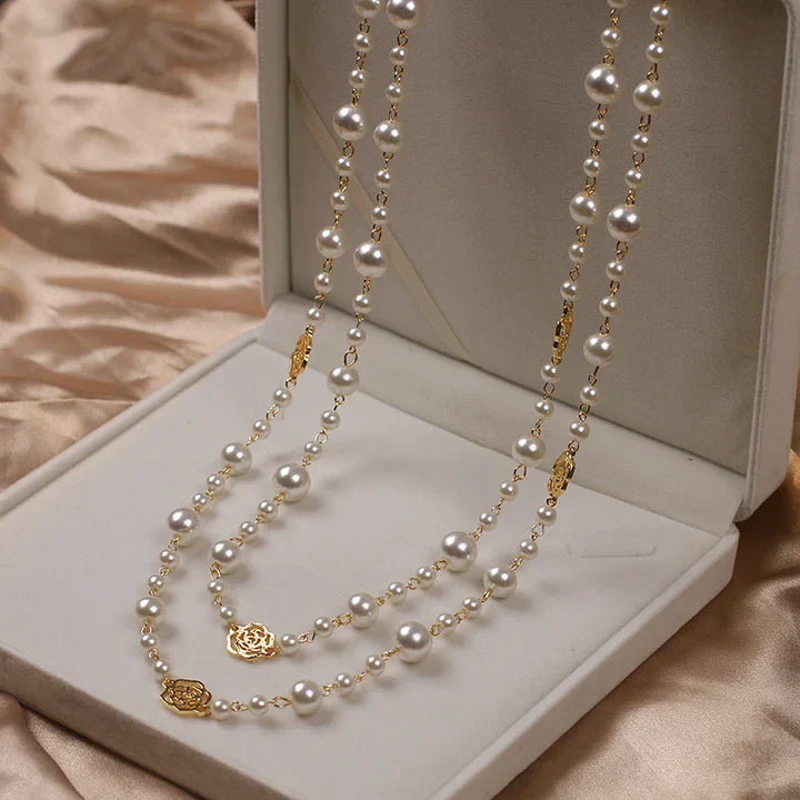 Sophisticated Long Pearl Necklace-Nora Luxe