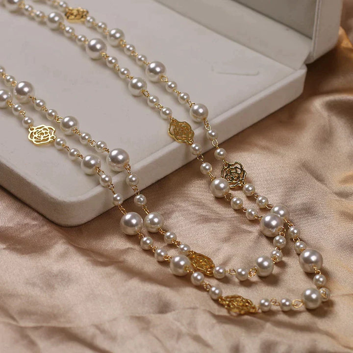 Sophisticated Long Pearl Necklace-Nora Luxe