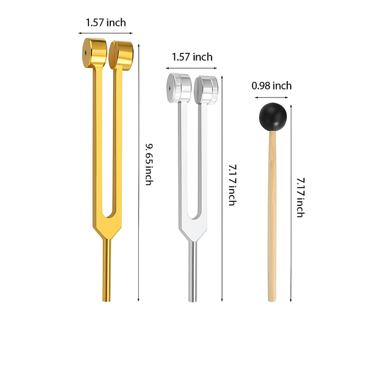 Sound Therapy for Inner Peace - TranquilTone Tuning Forks-Golden round bowl (9.65 in)-Nora Luxe