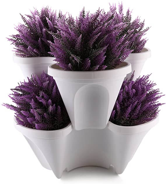 Space-saving Stackable Plant Pots - StrawberryStack-White-Nora Luxe