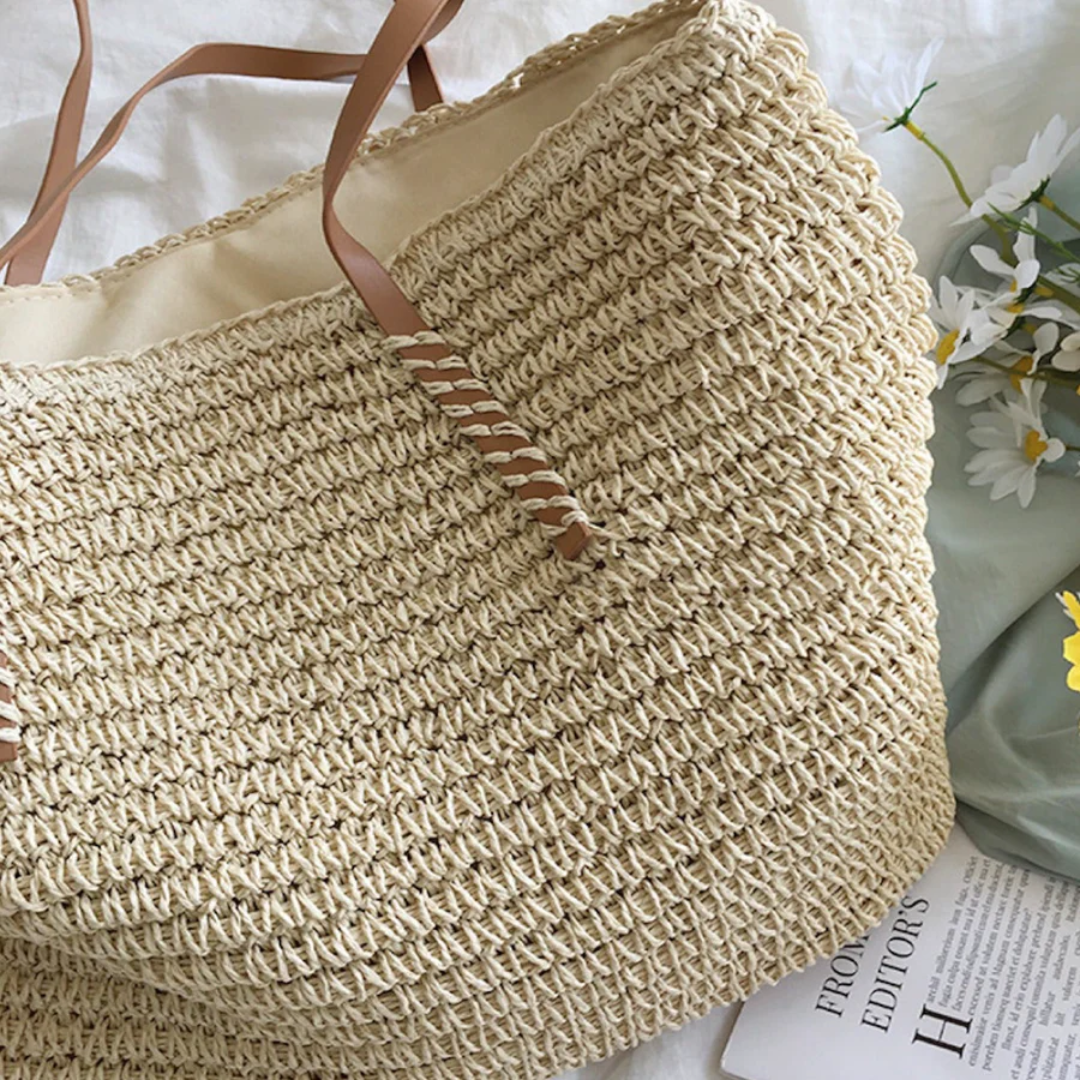 Spacious Handbag with Sturdy Shoulder Strap - TerraWoven-Brown-Nora Luxe
