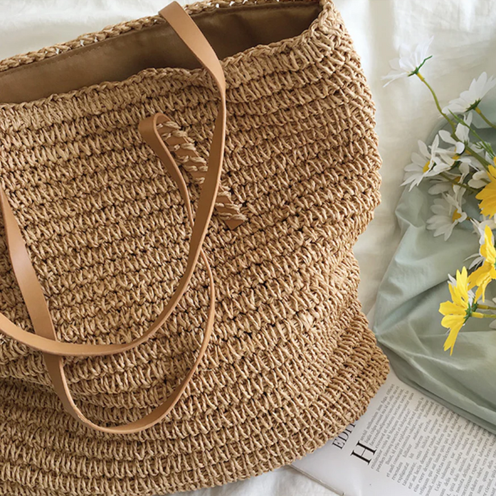 Spacious Handbag with Sturdy Shoulder Strap - TerraWoven-Brown-Nora Luxe
