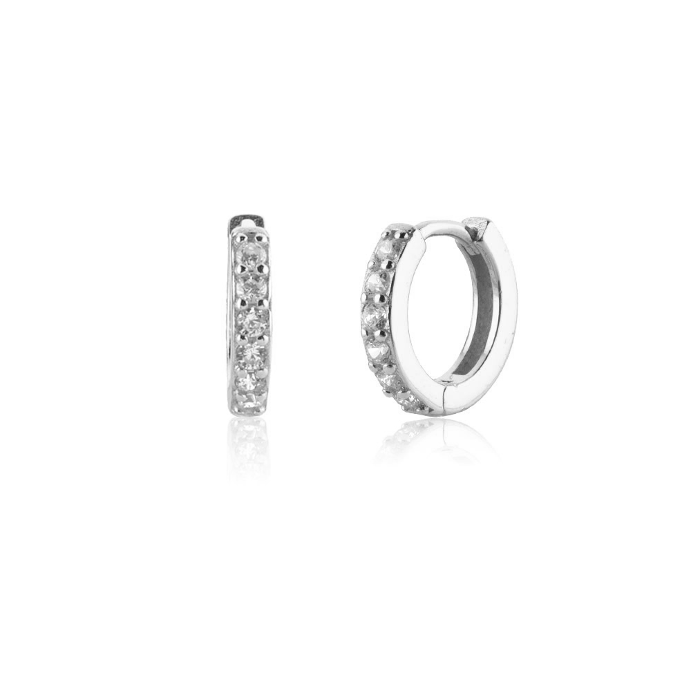 Sparkling Pave Earrings - Lumina-Silver-6mm-Nora Luxe