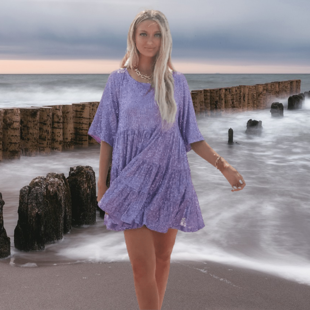 Sparkling sequin party dress – Luna-Purple-S-Nora Luxe