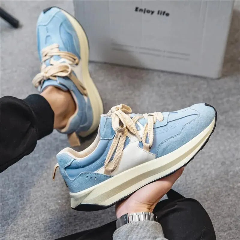 Sporty Elastic Men's Sneakers - Lars-6-Blue-Nora Luxe