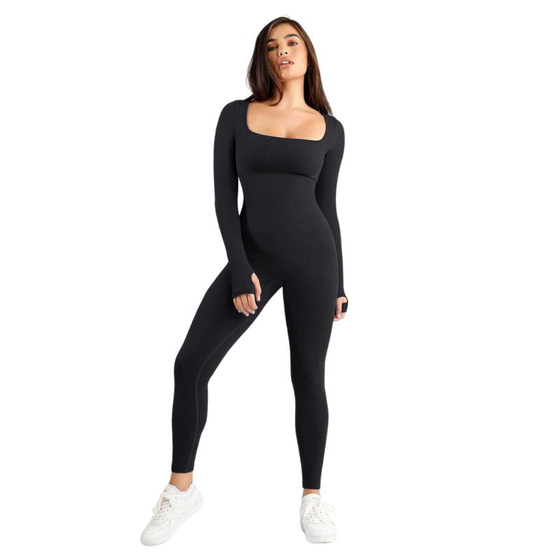 Sporty jumpsuit with square neckline – Mira-S-Nora Luxe