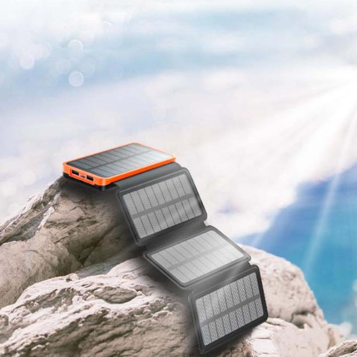 Solar power bank with 4 panels and 3 USB outputs – SunCore