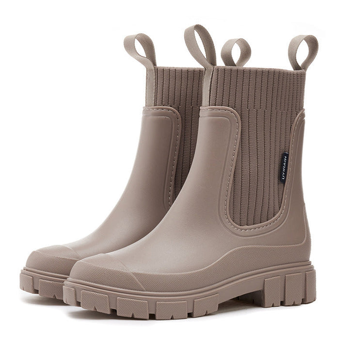 Women's waterproof rain boots with a thick tread sole – Arvella