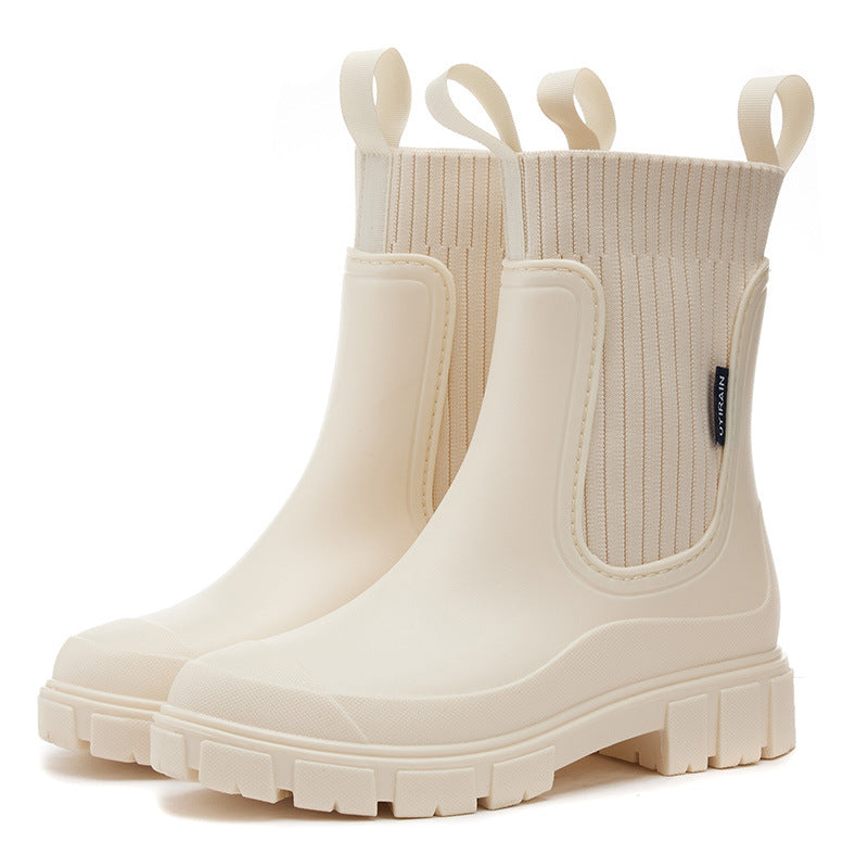 Women's waterproof rain boots with a thick tread sole – Arvella