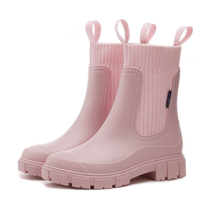 Women's waterproof rain boots with a thick tread sole – Arvella