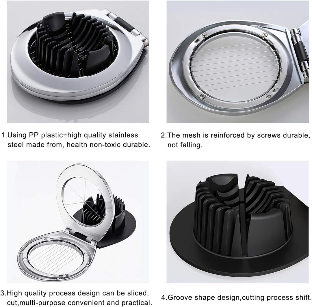 Stainless Steel Egg Slicer – 3 Cutting Styles for Quick Preparation!-Nora Luxe