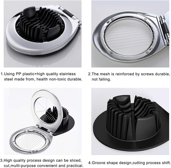 Stainless Steel Egg Slicer – 3 Cutting Styles for Quick Preparation!-Nora Luxe